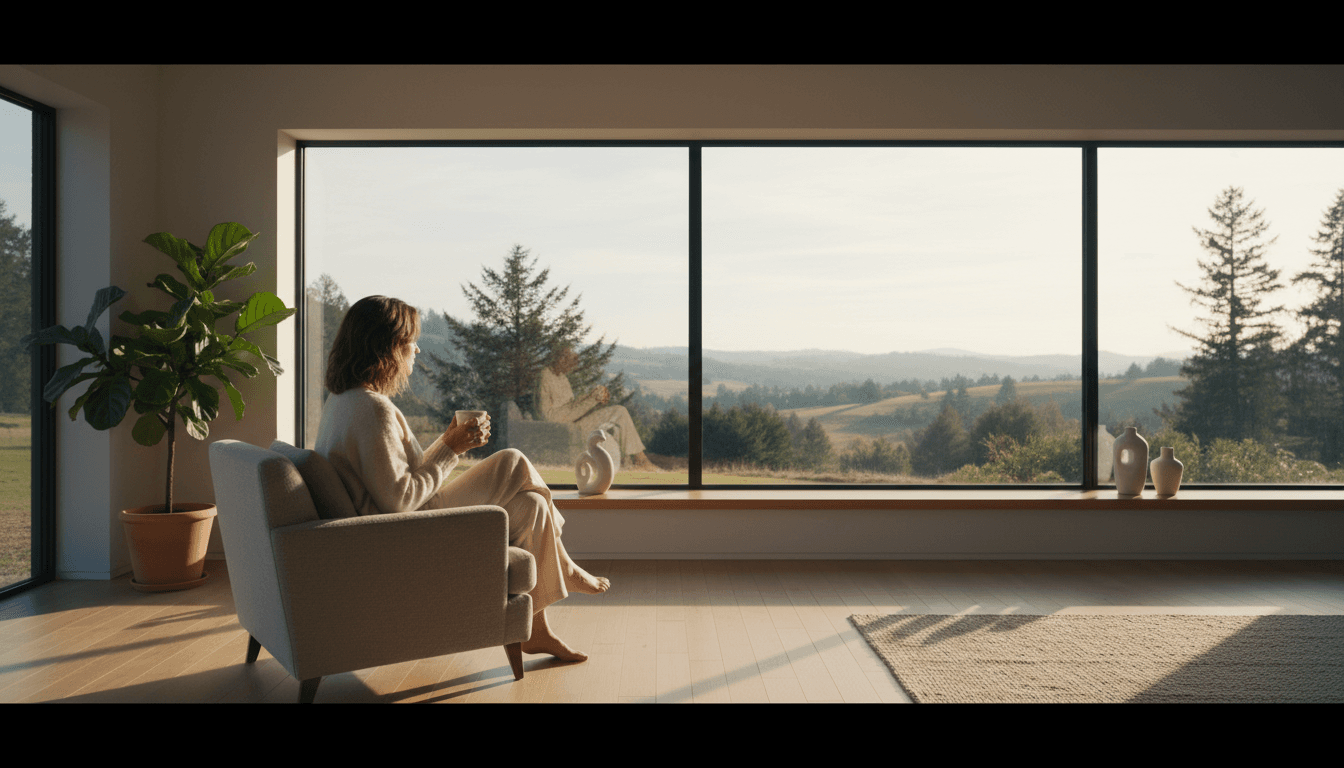 Individual in a comfortable therapy space reflecting thoughtfully